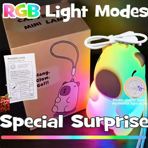 Squishy Christmas Capybara Night Light RGB Modes Dimmable Nursery Breastfeeding Nightlight Hangable 