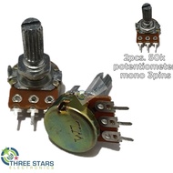 2pc. 50K B50K Mono 3 Pin Potentiometer Pot Volume Control