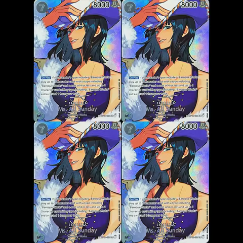 4PCS One Piece English OPCG Ms.All Sunday OP14-084 Rare Character Foil Texture Proxy Game Cards high