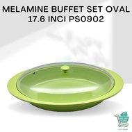 PERALATAN Micton Premium Melamine Buffet Set Oval 17,6 Inch PS0902 Transparent Plastic Covered Food 