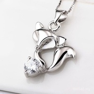 AZ013 Fox Fashion Sterling Silver Korean Version Necklace Jewelry Platinum Plated Main Stone Single 