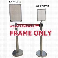 Stainless Steel Queue Up Barrier Stand Frame for Q Up Stand A4 A3 Portrait Landscape Insert/Slip in 