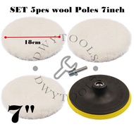 Wool Poles 7inch SET 5pcs Polishing Wol 7 inch Set Pad Baut Konektor Mesin Bor