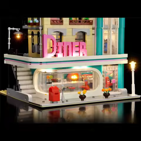 BRIXSPARK LED Light Kit for Lego 10260, USB DIY Light Set For Nostalgic Restaurant MOC Building Bloc