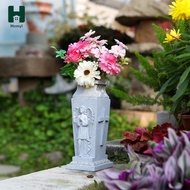 Homyl Resin Cemetery Vase Ornament Elegant Versatile Artificial or Fresh Flowers Grave