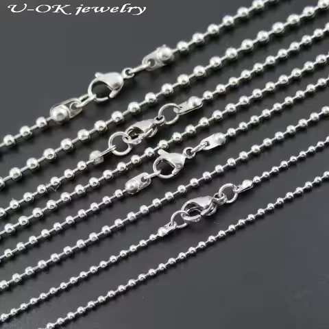 1.5/2.0/2.4/3.0/4.0mm Stainless Steel Ball Bead Chain Necklace with Lobster Clasp, Fashion Dogtags C