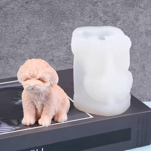 3D Teddy Silicone Candle Mold Dog Pet Puppy Soap Aromatherapy Ornament Wax Clay Plaster Epoxy Resin 