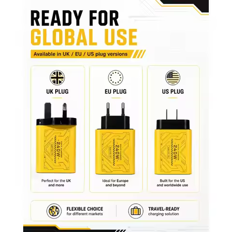 240W GAN Mechanical Fast Charger Multi Port USB Power Adapter Travel Quick Charger Available with EU