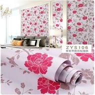 MERAH MAWAR Red Rose Wall Paper 7m to 8m x 45cm