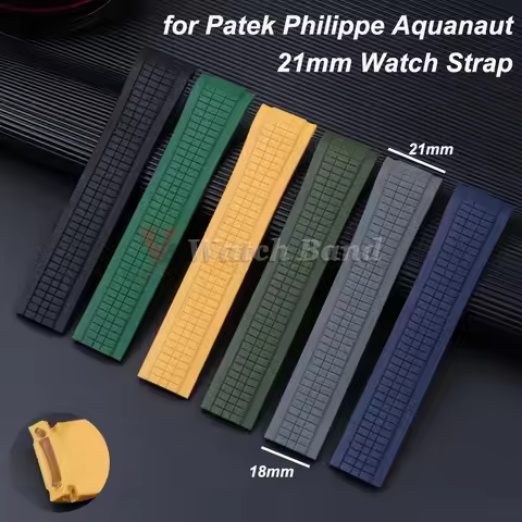 21mm Watch Strap for Patek Philippe Aquanaut Series 5164/5167 Waterproof Anti-Dust Rubber Watchband 