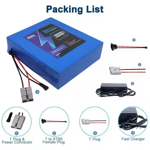 21700 Cell 72V/84V Lithium Battery Pack | 20S4P 20AH 20S6P 30AH 50A BMS for 1000W-2000W Motorcycle,