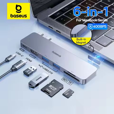 Baseus Dual USB-C Hub to HDMI-Compatible 4K 30Hz For Thunderbolt 3/4 40Gbps USB 3.0 Type C HUB SD TF