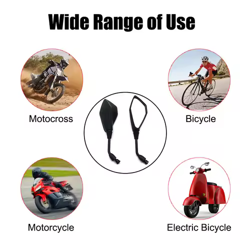 M10 Motorcycle Rearview Mirror For Kawasaki KLX125 KLX150 KLX250 KLX150L KLX300 KLR650 Z1000 Z750 ER