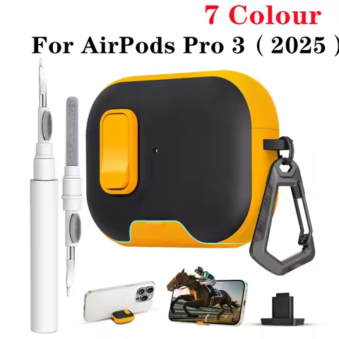 Leather PC Case for AirPods Pro 3(2025) Case Full Body Shockproof Protection Cover for Men Airpod pr