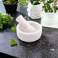Saudeep India White Marble Granite Imam Dasta, Mortar and Pestle Set, Ohkli Musal, Kharal or khalbat