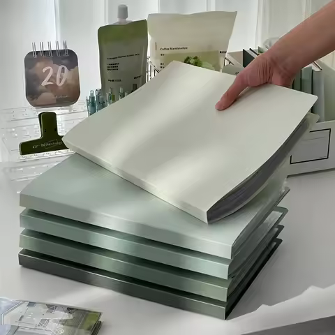 1PC A4 Gradient Color Folder, Green Fresh & Stylish Portable Document, Can Store 30 Pages, School Su