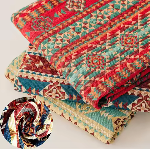 Ethnic Style Woven Jacquard Fabric With Geometric Stripes, Home Fabric Tablecloth, Sofa Fabric, Clot