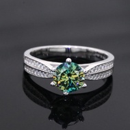 925 sterling silver wedding engagement ring round brilliant cut green 1carat 2ct 3ct moissanite ring
