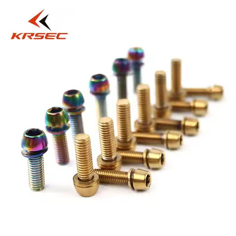 KRSEC M6/M5 Bike Stem Bolts Titanium Color MTB Bicycle Stem Screws stainless steel Fixed Bolt Handle