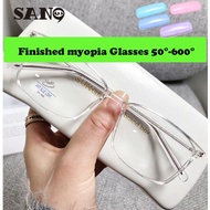 【50°-600°Myopia glasses】Retro Transparent Frame Women Myopia Glasses TR Frame Glasses