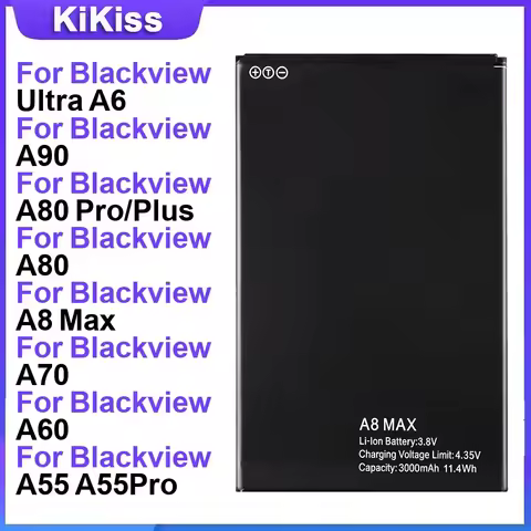 Battery For Blackview Ultra A6 A90 A80 Pro/Plus A8 Max A70 A60 A55/Pro A50 A5 A30 A20 Pro A10 pro St