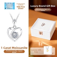Heart-shaped 999 Silver Necklace with Moissanite 1ct