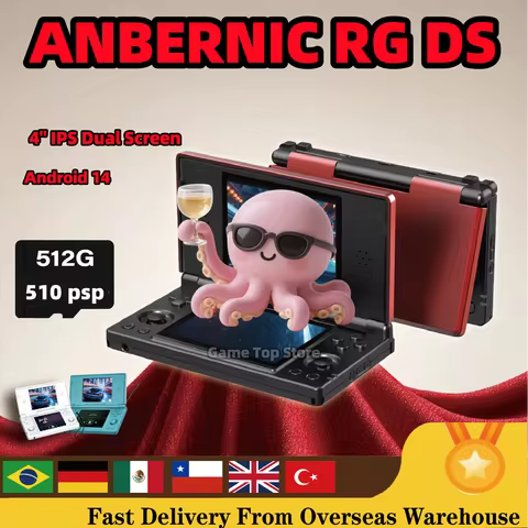 Anbernic RG DS Retro Video Game Console Android 14 4 Inch IPS Dual Multi-touch Screen Flip Game Play