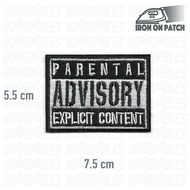 Parental Advisory Explicit Content BW Iron On Sew DIY Fabric Decor Embroidered Patch Badge