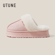 utune | UTUNE Winter Warm Furry Slippers for Women Soft Plush Lined Indoor & Outdoor Slip-On Shoes C