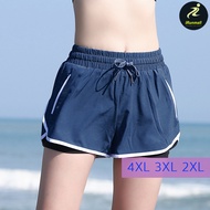 (4XL-XL) กางเกงวิ่งขาสั้นผู้หญิง ไซส์ใหญ่ คนอ้วน พลัสไซส์ มีซับใน มีกระเป๋าใส่โทรศัพท์ ใส่ออกกำลังกา