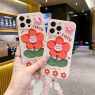 For Samsung Galaxy S24 S23 S22 S21 S20 S10 S9 S8 Plus FE Ultra Note8 9 10 20 Pro M10 M11 M12 M13 M23 M33 M53 strap flower  phone case