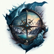 Cool Compass Stickers, Printed Stickers Already Cut, Size 33 X 23 Cm