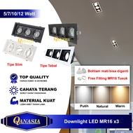 MATA 3-Eye LED Spotlight Downlight MR16 3W 5W 7W 12W Replaceable Bulb Ceiling Spotlight for Home, Sh