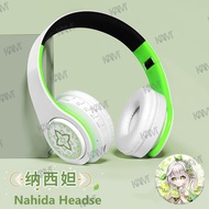 Kam Genshin Impact Headset Nahida Cosplay Game Props Portable Wireless Bluetooth Stereo Foldable Headset Sports Game Headset with Microphone Computer Headset Headset