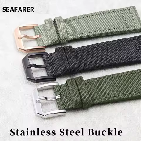20mm 21mm 22mm Nylon Canvas Fabric Watch Band for IWC Pilot Spitfire Timezone Top Gun Strap Green Bl