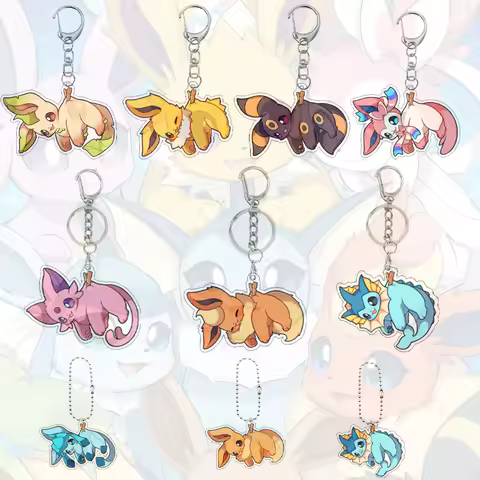 Creative Classics Eevee Anime Acrylic Keychain Pendant Decor Cartoon Umbreon Eevee Espeon Glaceon Jo