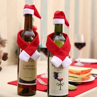 Non-woven Christmas Red Wine Bottle Scarf Hat Set Decorations /creative DIY Christmas Red Hat  Scarf Red Liquor Ornaments /red Wine Cover for Birthday Wedding  New Year Xmas Party Supplies