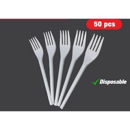 [ 50pcs± ] Black Disposable Spoon Roundhead Disposable White Spoon Sudu Black Disposable