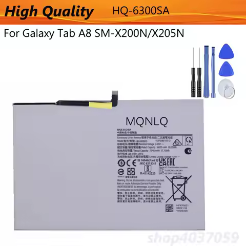 Battery HQ-6300SA Battery For Galaxy Tab A8 SM-X200N/X205N Batteries +Tools