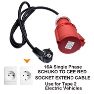 【Hot New Release】 Eu Schuko Black Plug To 32a 5pin 3pne Cee Red Industrial Socket 3x2.5mm Power Extension Cable 1.5m Coupler Connectors