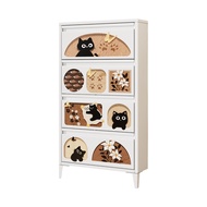 Steel Shoe Cabinet Slimline Flip Drawer Entryway Organizer Modern Narrow Hallway Storage Large Capac