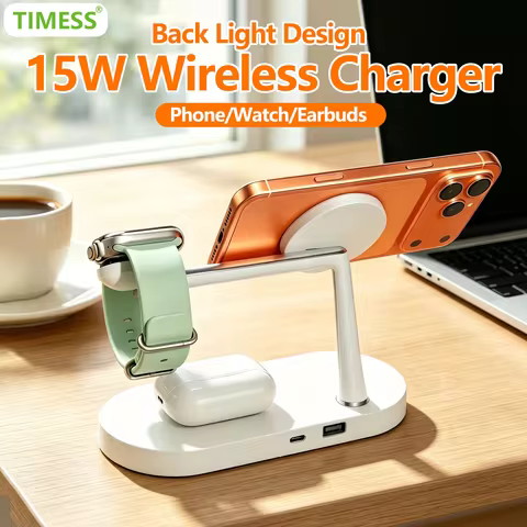 TIMESS Fast 15W Wireless Charging Station For iPhone17 16 15 14 PRO MAX For Apple Watch Series 11 Fo