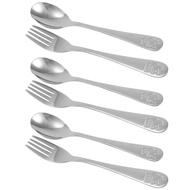 (OQUT) Stainless Steel Child Safety Cutlery Bear Children Spoon and Fork Set Toddler Utensils Metal