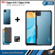 Paket 4in1 Case Oppo A15 Oppo A15s Bonus Screen Protector Bonus Camera Lens Protector dan Garskin