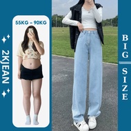 Women's Wide Leg Jeans Bigsize 40–85kg High Waist Straight Concealer MS105 – 2KJeans
