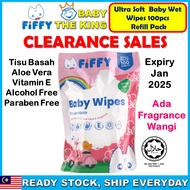 [Expiry Jan 2025] Fiffy Ultra Soft Baby Wet Wipes 100pcs Refill / Tisu Basah Baby/ Baby Tissue/ Baby