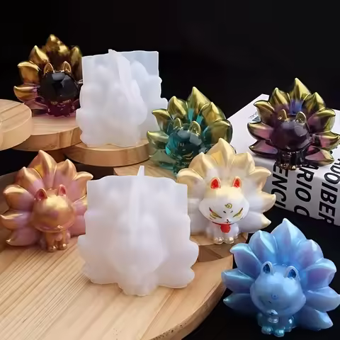 1One for Epoxy Resin3DAnimal Mold，for Epoxy Resin Casting3DNine-Tailed Fox Silicone Mold，Polymer Cla