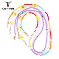 Factory Direct Supply Fashionable Popular Smiley Face Mask Chain Glasses Chain Colorful Rice Beads S
