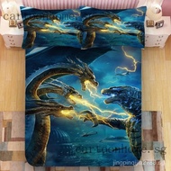 godzilla Fitted Bedsheet pillowcase 3D printed Bed set Single/Super single/queen/king beddings korean cotton