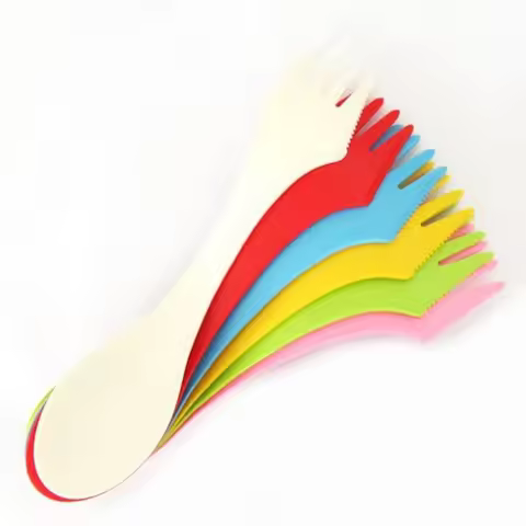 6PCS 3-in-1 Camp Utensils Set - Heat Resistant Spoon Fork Knife Spork Combo for Camping Hiking Trave